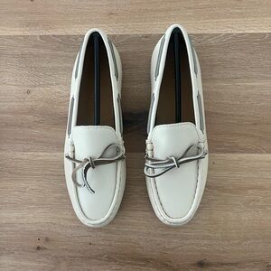 Freda Salvador Ivory Moccasins with Taupe Details